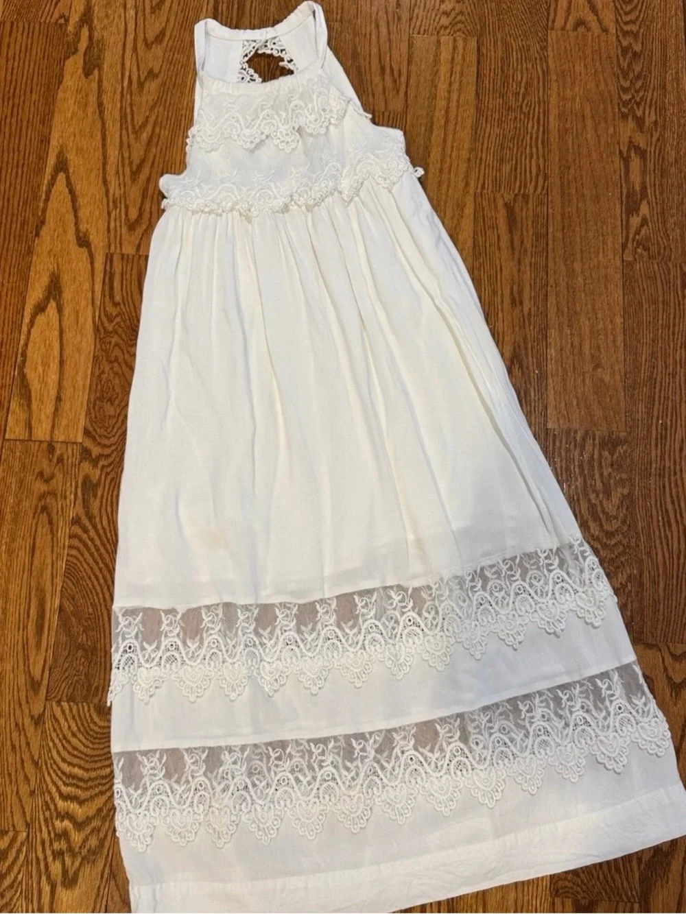 Boho ivory white Lace Junior Bridesmaid / flower girl Dress